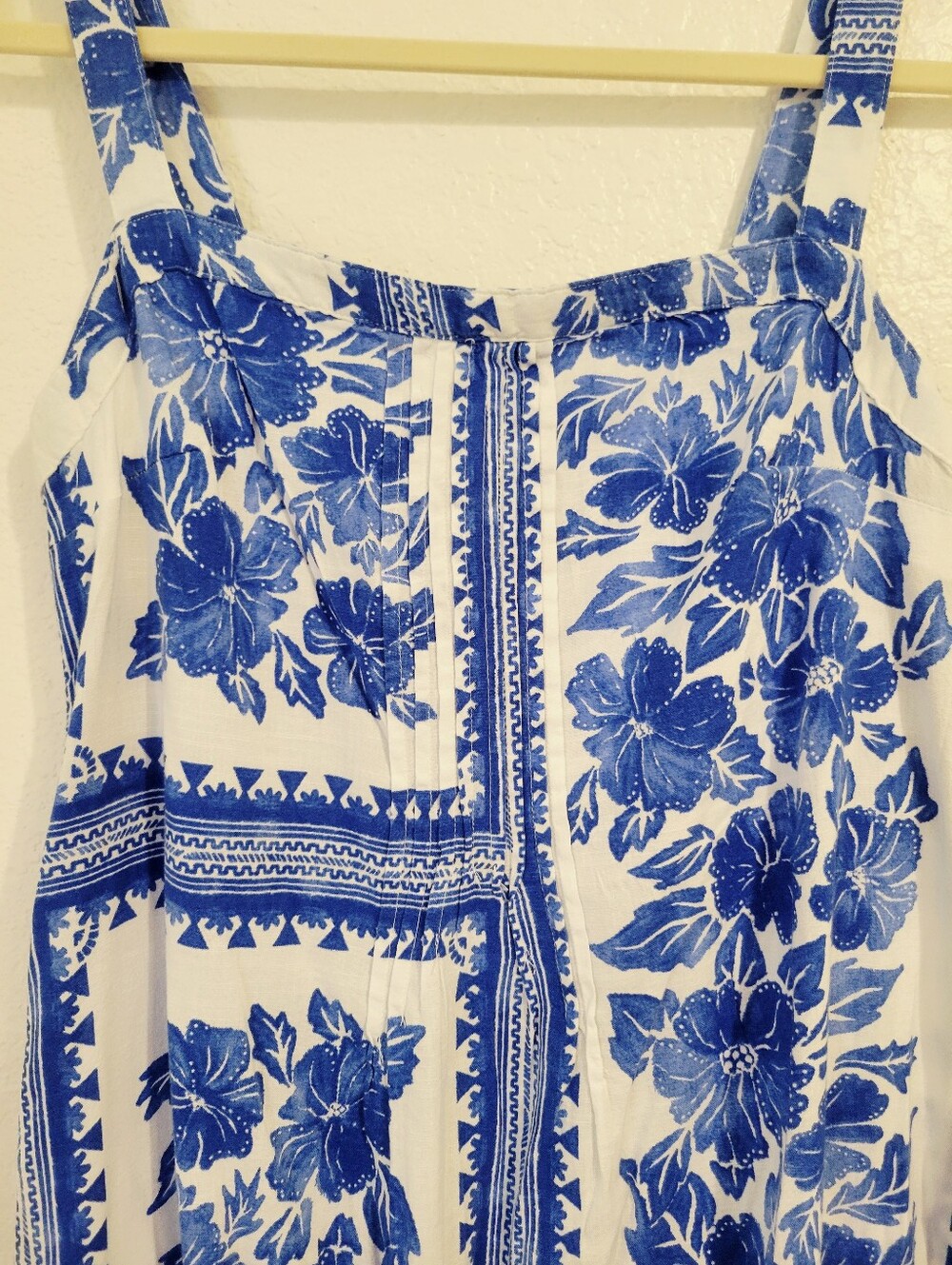 NWT Sonoma Blue White Mediteranean Print Maxi Sun Dress Medium - Picture 6 of 11